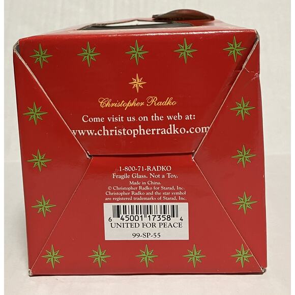 Vtg Y2K Collectible Christopher Radko Glass Ornament 5.5” United for Peace READ - Picture 10 of 10